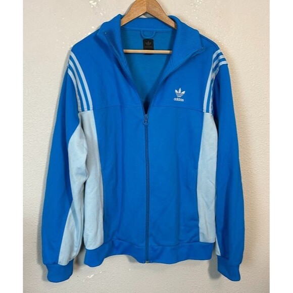 VTG Y2K Adidas Trefoil Track Jacket Mens L Blue 3 Stripe Full Zip 2005 - Picture 2 of 9